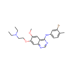 CCN(CC)CCOc1cc2ncnc(Nc3ccc(C)c(Br)c3)c2cc1OC ZINC000084617257