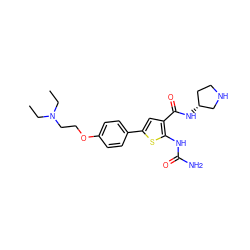 CCN(CC)CCOc1ccc(-c2cc(C(=O)N[C@@H]3CCNC3)c(NC(N)=O)s2)cc1 ZINC000040862510