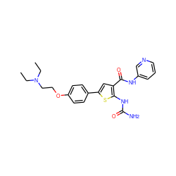 CCN(CC)CCOc1ccc(-c2cc(C(=O)Nc3cccnc3)c(NC(N)=O)s2)cc1 ZINC000035998412