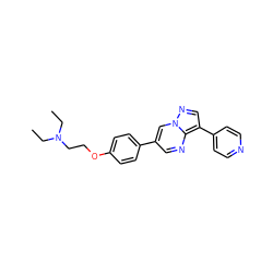 CCN(CC)CCOc1ccc(-c2cnc3c(-c4ccncc4)cnn3c2)cc1 ZINC000040877590