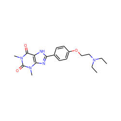 CCN(CC)CCOc1ccc(-c2nc3c([nH]2)c(=O)n(C)c(=O)n3C)cc1 ZINC000103269584