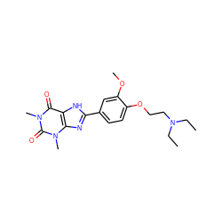 CCN(CC)CCOc1ccc(-c2nc3c([nH]2)c(=O)n(C)c(=O)n3C)cc1OC ZINC000040407992