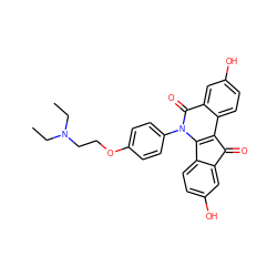 CCN(CC)CCOc1ccc(-n2c3c(c4ccc(O)cc4c2=O)C(=O)c2cc(O)ccc2-3)cc1 ZINC000653837929