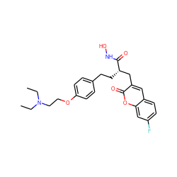 CCN(CC)CCOc1ccc(CC[C@@H](Cc2cc3ccc(F)cc3oc2=O)C(=O)NO)cc1 ZINC000066252831