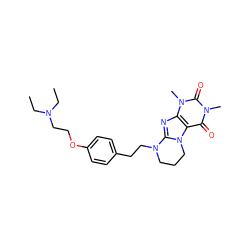 CCN(CC)CCOc1ccc(CCN2CCCn3c2nc2c3c(=O)n(C)c(=O)n2C)cc1 ZINC000144461349