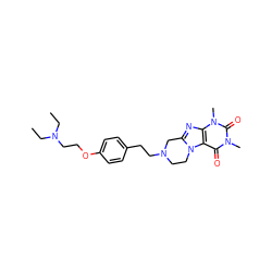 CCN(CC)CCOc1ccc(CCN2CCn3c(nc4c3c(=O)n(C)c(=O)n4C)C2)cc1 ZINC000653822710