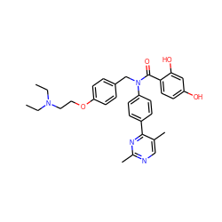 CCN(CC)CCOc1ccc(CN(C(=O)c2ccc(O)cc2O)c2ccc(-c3nc(C)ncc3C)cc2)cc1 ZINC000653686455