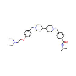 CCN(CC)CCOc1ccc(CN2CCC(C3CCN(Cc4ccc(C(=O)NC(C)C)cc4)CC3)CC2)cc1 ZINC000038408115