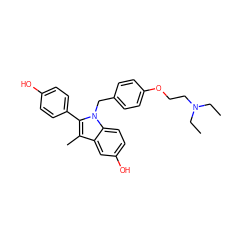 CCN(CC)CCOc1ccc(Cn2c(-c3ccc(O)cc3)c(C)c3cc(O)ccc32)cc1 ZINC000136378466