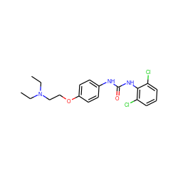 CCN(CC)CCOc1ccc(NC(=O)Nc2c(Cl)cccc2Cl)cc1 ZINC000096922429