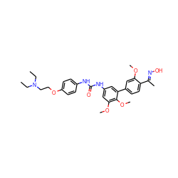 CCN(CC)CCOc1ccc(NC(=O)Nc2cc(OC)c(OC)c(-c3ccc(/C(C)=N/O)c(OC)c3)c2)cc1 ZINC000169323992