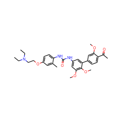 CCN(CC)CCOc1ccc(NC(=O)Nc2cc(OC)c(OC)c(-c3ccc(C(C)=O)c(OC)c3)c2)c(C)c1 ZINC000103228627