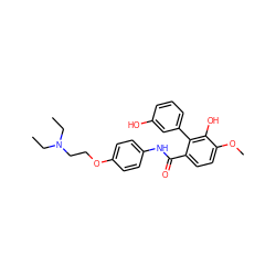 CCN(CC)CCOc1ccc(NC(=O)c2ccc(OC)c(O)c2-c2cccc(O)c2)cc1 ZINC000299858724