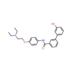 CCN(CC)CCOc1ccc(NC(=O)c2cccc(-c3cccc(O)c3)c2)cc1 ZINC000299859004