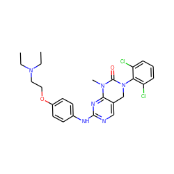 CCN(CC)CCOc1ccc(Nc2ncc3c(n2)N(C)C(=O)N(c2c(Cl)cccc2Cl)C3)cc1 ZINC000058639016