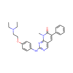 CCN(CC)CCOc1ccc(Nc2ncc3cc(-c4ccccc4)c(=O)n(C)c3n2)cc1 ZINC000013781715