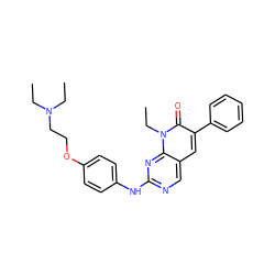 CCN(CC)CCOc1ccc(Nc2ncc3cc(-c4ccccc4)c(=O)n(CC)c3n2)cc1 ZINC000001488954