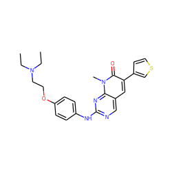 CCN(CC)CCOc1ccc(Nc2ncc3cc(-c4ccsc4)c(=O)n(C)c3n2)cc1 ZINC000000602048