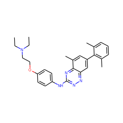 CCN(CC)CCOc1ccc(Nc2nnc3cc(-c4c(C)cccc4C)cc(C)c3n2)cc1 ZINC000037858310