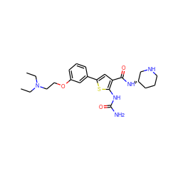 CCN(CC)CCOc1cccc(-c2cc(C(=O)N[C@H]3CCCNC3)c(NC(N)=O)s2)c1 ZINC000038226696