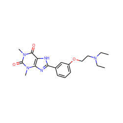 CCN(CC)CCOc1cccc(-c2nc3c([nH]2)c(=O)n(C)c(=O)n3C)c1 ZINC000045496113