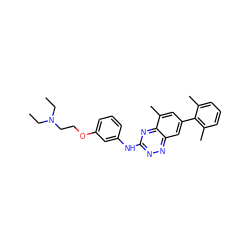 CCN(CC)CCOc1cccc(Nc2nnc3cc(-c4c(C)cccc4C)cc(C)c3n2)c1 ZINC000034637143