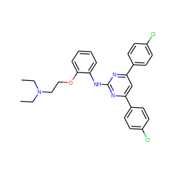 CCN(CC)CCOc1ccccc1Nc1nc(-c2ccc(Cl)cc2)cc(-c2ccc(Cl)cc2)n1 ZINC000095572301