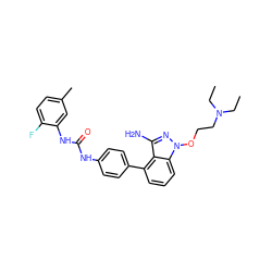 CCN(CC)CCOn1nc(N)c2c(-c3ccc(NC(=O)Nc4cc(C)ccc4F)cc3)cccc21 ZINC000036338934