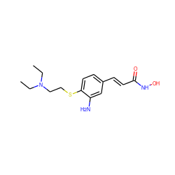 CCN(CC)CCSc1ccc(/C=C/C(=O)NO)cc1N ZINC000118759122