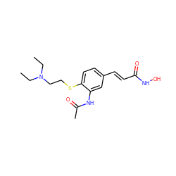 CCN(CC)CCSc1ccc(/C=C/C(=O)NO)cc1NC(C)=O ZINC000118763082