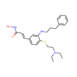 CCN(CC)CCSc1ccc(/C=C/C(=O)NO)cc1NCCCc1ccccc1 ZINC000118756871