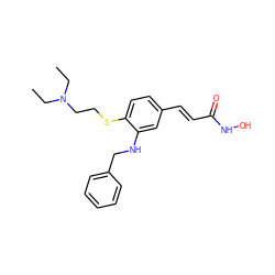 CCN(CC)CCSc1ccc(/C=C/C(=O)NO)cc1NCc1ccccc1 ZINC000118759856