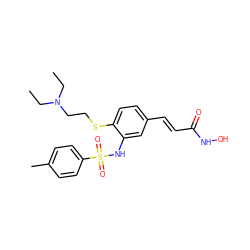 CCN(CC)CCSc1ccc(/C=C/C(=O)NO)cc1NS(=O)(=O)c1ccc(C)cc1 ZINC000118756010