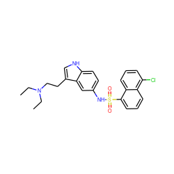 CCN(CC)CCc1c[nH]c2ccc(NS(=O)(=O)c3cccc4c(Cl)cccc34)cc12 ZINC000013611730