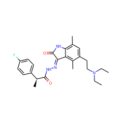 CCN(CC)CCc1cc(C)c2c(c1C)/C(=N/NC(=O)[C@@H](C)c1ccc(F)cc1)C(=O)N2 ZINC000072182017