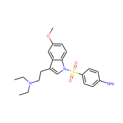 CCN(CC)CCc1cn(S(=O)(=O)c2ccc(N)cc2)c2ccc(OC)cc12 ZINC000013553358