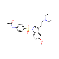 CCN(CC)CCc1cn(S(=O)(=O)c2ccc(NC(C)=O)cc2)c2ccc(OC)cc12 ZINC000013553357