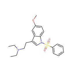 CCN(CC)CCc1cn(S(=O)(=O)c2ccccc2)c2ccc(OC)cc12 ZINC000013553353