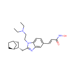 CCN(CC)CCn1c(C[C@H]2C[C@H]3CC[C@H]2C3)nc2cc(/C=C/C(=O)NO)ccc21 ZINC000253778657