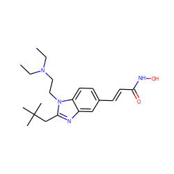 CCN(CC)CCn1c(CC(C)(C)C)nc2cc(/C=C/C(=O)NO)ccc21 ZINC000034986910