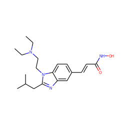 CCN(CC)CCn1c(CC(C)C)nc2cc(/C=C/C(=O)NO)ccc21 ZINC000072119880