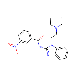 CCN(CC)CCn1c(NC(=O)c2cccc([N+](=O)[O-])c2)nc2ccccc21 ZINC000010653085