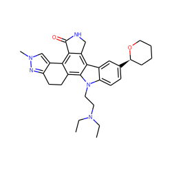 CCN(CC)CCn1c2ccc([C@@H]3CCCCO3)cc2c2c3c(c4c(c21)CCc1nn(C)cc1-4)C(=O)NC3 ZINC000049113100