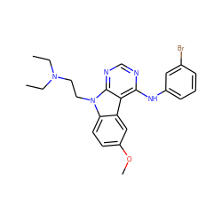 CCN(CC)CCn1c2ccc(OC)cc2c2c(Nc3cccc(Br)c3)ncnc21 ZINC000013803529