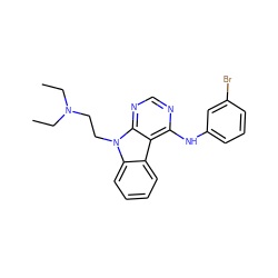 CCN(CC)CCn1c2ccccc2c2c(Nc3cccc(Br)c3)ncnc21 ZINC000013803520