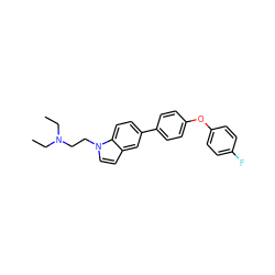 CCN(CC)CCn1ccc2cc(-c3ccc(Oc4ccc(F)cc4)cc3)ccc21 ZINC000146704243
