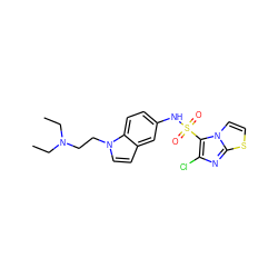 CCN(CC)CCn1ccc2cc(NS(=O)(=O)c3c(Cl)nc4sccn34)ccc21 ZINC000013611680