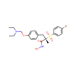 CCN(CC)COc1ccc(C[C@@](C)(C(=O)NO)S(=O)(=O)c2ccc(Br)cc2)cc1 ZINC000026467256