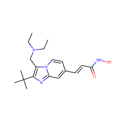 CCN(CC)Cc1c(C(C)(C)C)nc2cc(/C=C/C(=O)NO)ccn12 ZINC000144119266