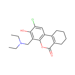 CCN(CC)Cc1c(O)c(Cl)cc2c3c(c(=O)oc12)CCCC3 ZINC000019789537